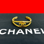 Chanel Vintage Coco Mark Bangle Bracelet Accessory Gold 02633 97P
