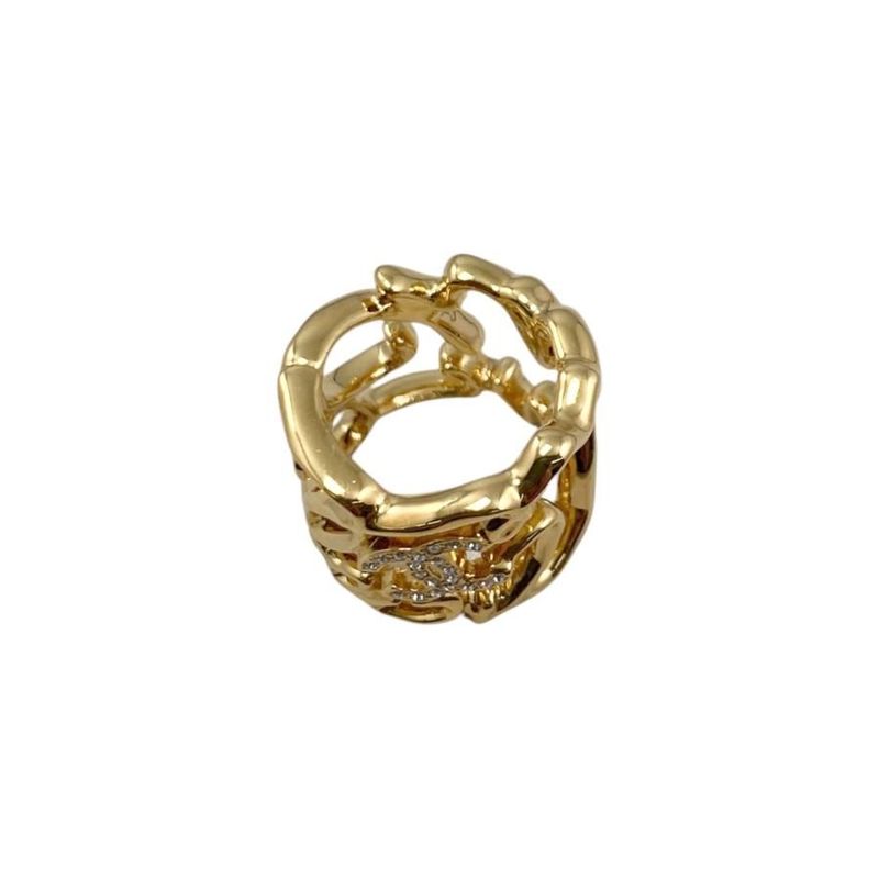 Chanel Ring Coco Mark Abd440 12 Rhinestone Chain Gold Love — view 6
