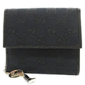 Gucci GG Canvas Leather Black W Hook Wallet 0111