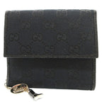 Gucci GG Canvas Leather Black W Hook Wallet 0111