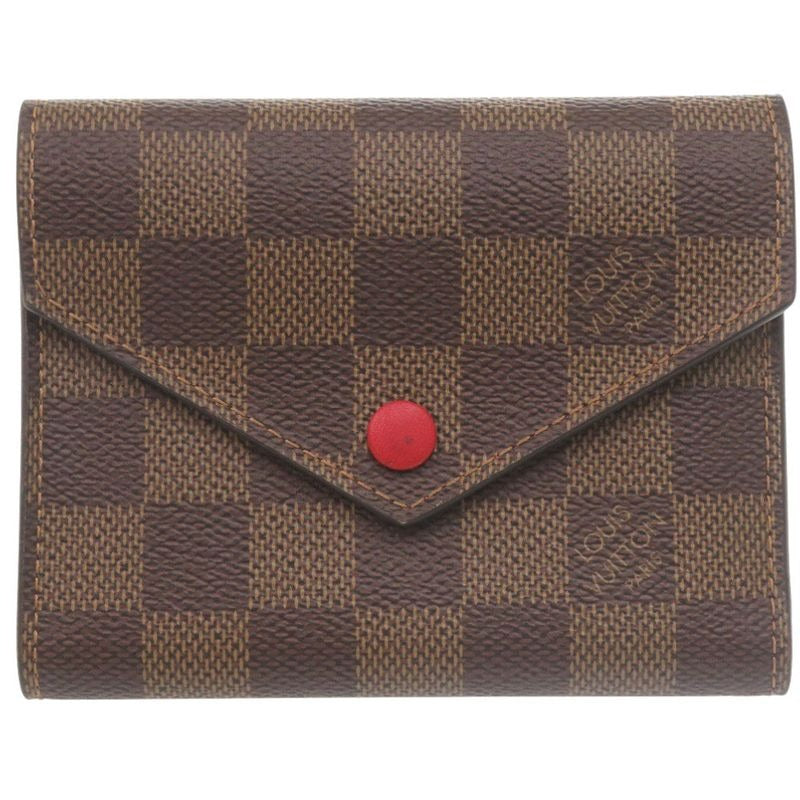 Louis Vuitton Portefeuille Victorine Damier Red Brown Trifold