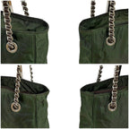 Prada Mini Tote Chain Shoulder Bag Tessuto Nylon Khaki Green Triangle Logo — view 4