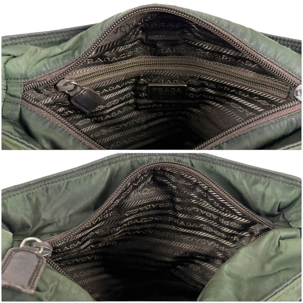 Prada Mini Tote Chain Shoulder Bag Tessuto Nylon Khaki Green Triangle Logo — view 8