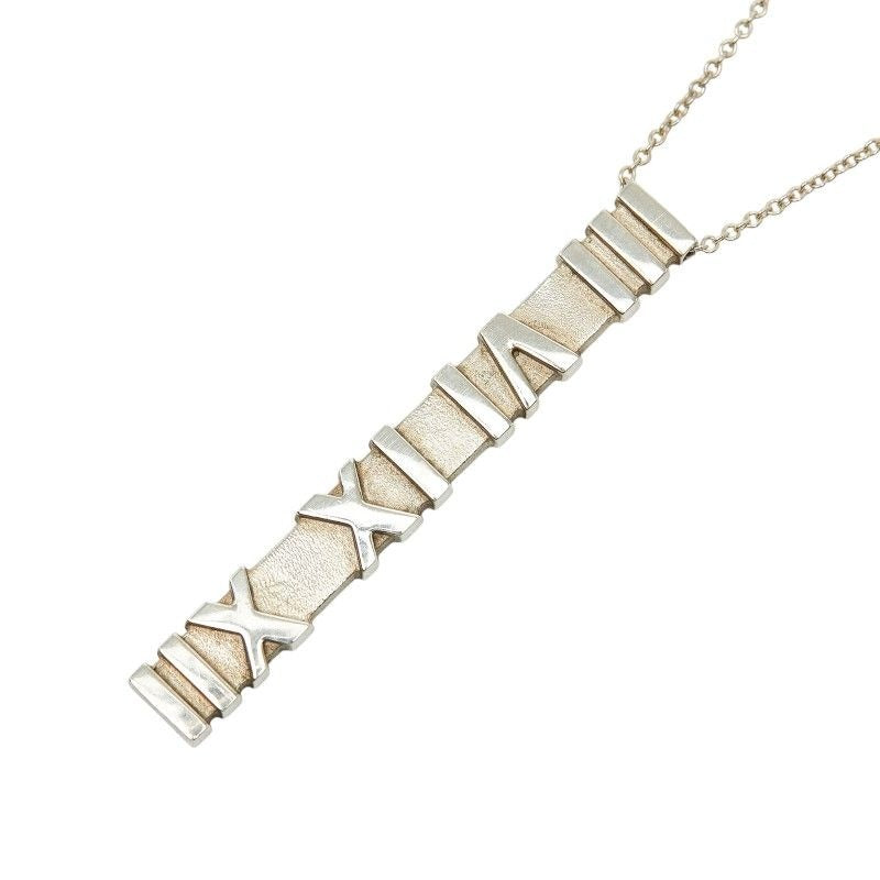 Tiffany & Co Atlas Plate Chain Pendant Necklace Silver