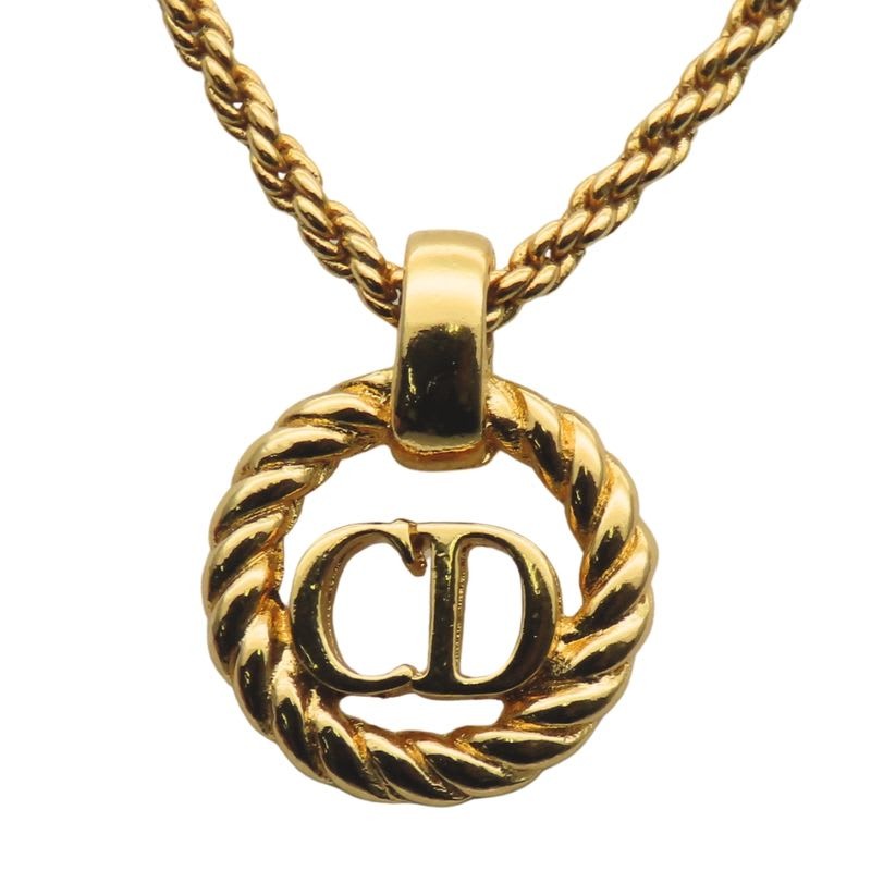 Christian Dior Necklace CD Logo Twisted Metal Gold Plated GP Accessories — view 2