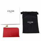 Celine Leather Triomphe Zip Long Card Case Red Gold — view 2