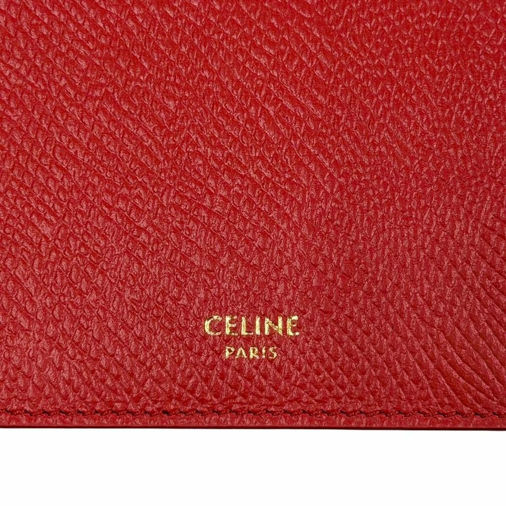 Celine Leather Triomphe Zip Long Card Case Red Gold — view 9