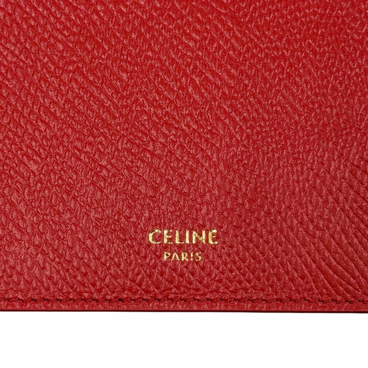 Celine Leather Triomphe Zip Long Card Case Red Gold — view 9