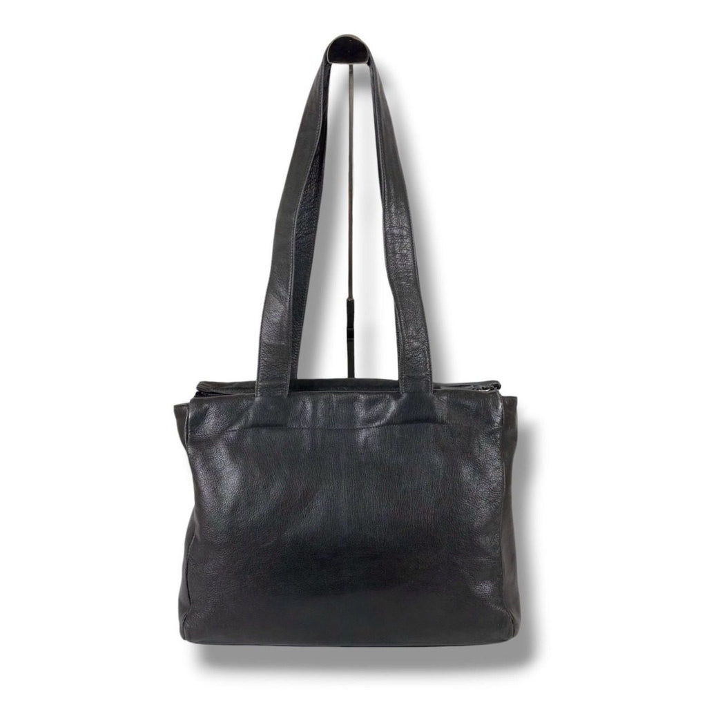 Prada Triangle Logo Tote Shoulder Black All Leather — view 2