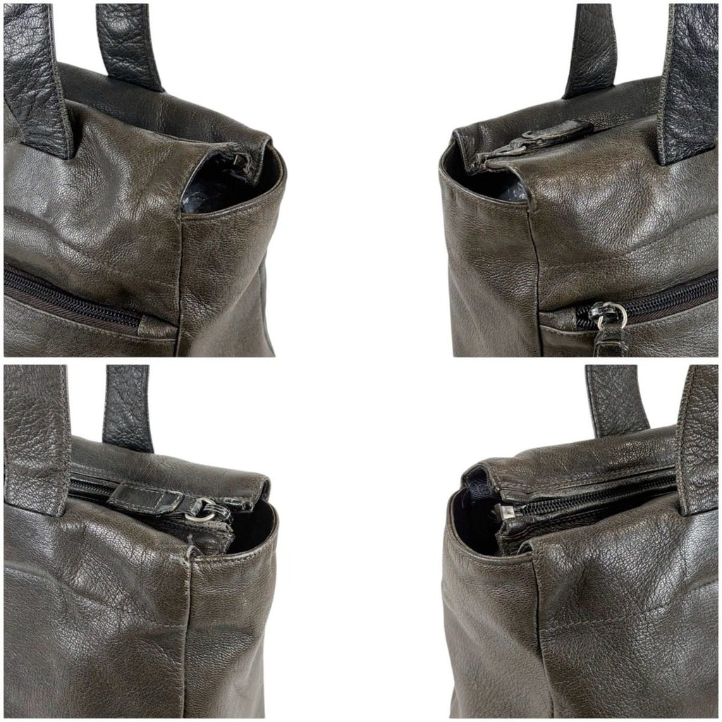 Prada Triangle Logo Tote Shoulder Black All Leather — view 4