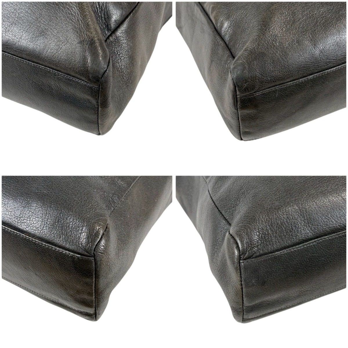 Prada Triangle Logo Tote Shoulder Black All Leather — view 5