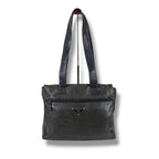 Prada Triangle Logo Tote Shoulder Black All Leather