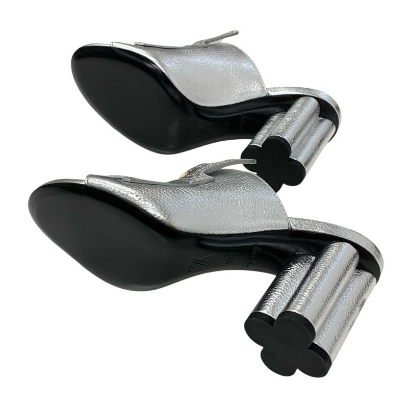 Louis Vuitton Indiana Line Sandals Shoes Leather Metallic Silver Gold Logo — view 6