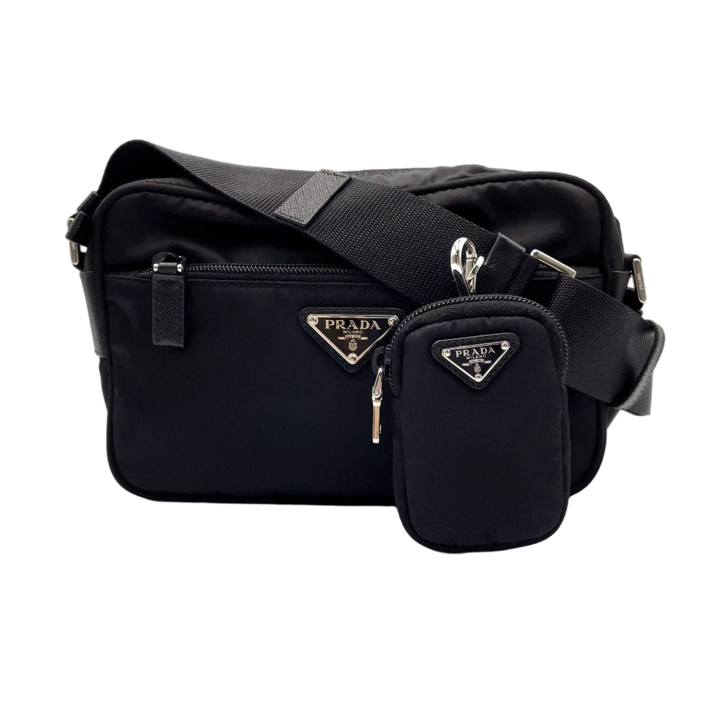 Prada Re-Nylon Black Shoulder Bag Silver