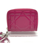 Dior Cannage Enamel Coin Case Wallet Pink