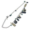 Chanel CC Logo Tag Necklace Pendant Chain Black Cream Green Gold