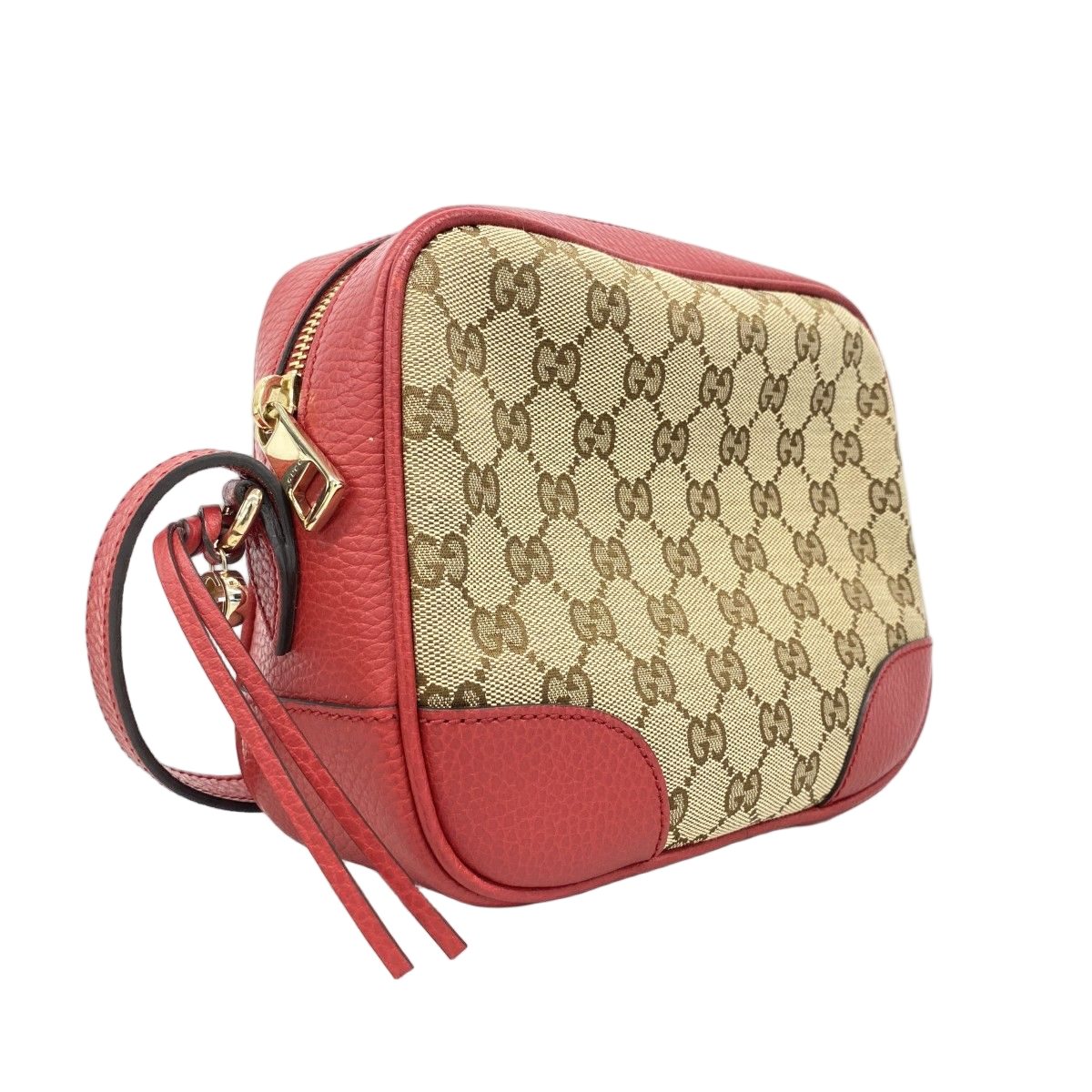 Gucci Shoulder Bag GG Canvas Beige Red Gold — view 2