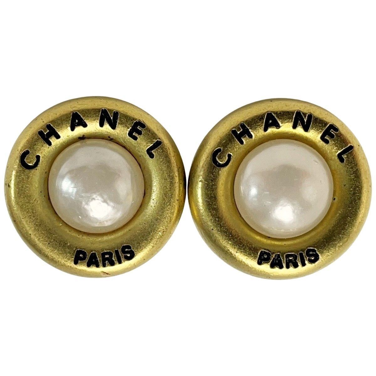 Chanel Plated Faux Pearl 94 a Gold Vintage Earrings — view 2