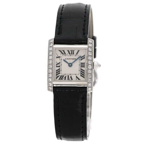 Cartier Tank Francaise SM Diamond Bezel Watch 18K White Gold