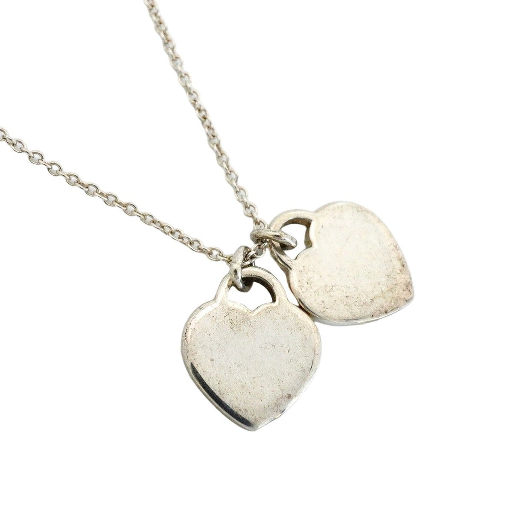 Tiffany & Co Necklace Double Return to Heart 925 Sterling Silver Blue — view 2
