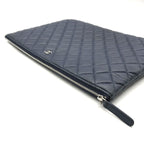 Chanel Quilted Lambskin CC Logo Clutch Navy — view 6