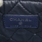 Chanel Quilted Lambskin CC Logo Clutch Navy — view 8