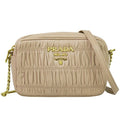 Prada Nappa Gaufre Chain Shoulder Bag Pochette Leather Pink Beige