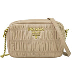 Prada Nappa Gaufre Chain Shoulder Bag Pochette Leather Pink Beige