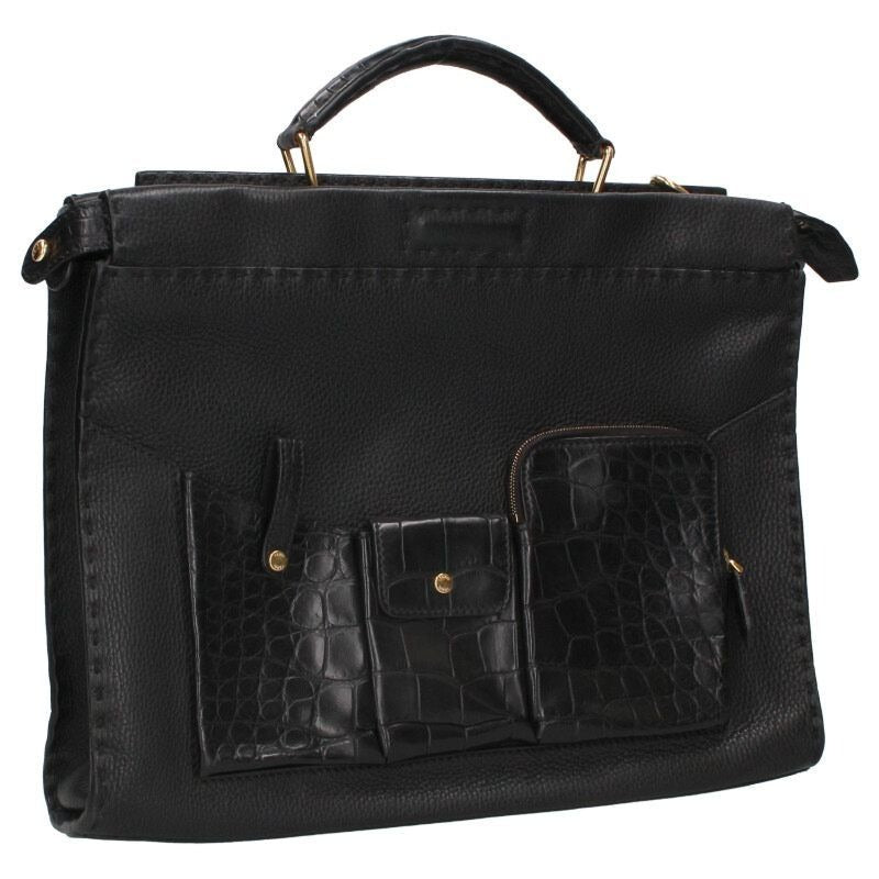 Fendi Peekaboo Fitted Selleria Crocleather Transept Handbag