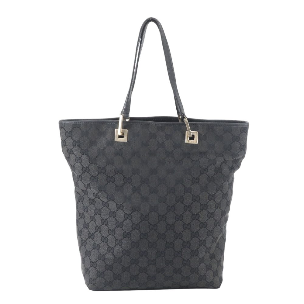 Gucci GG Canvas 002 Leather Tote Shoulder Hand Black
