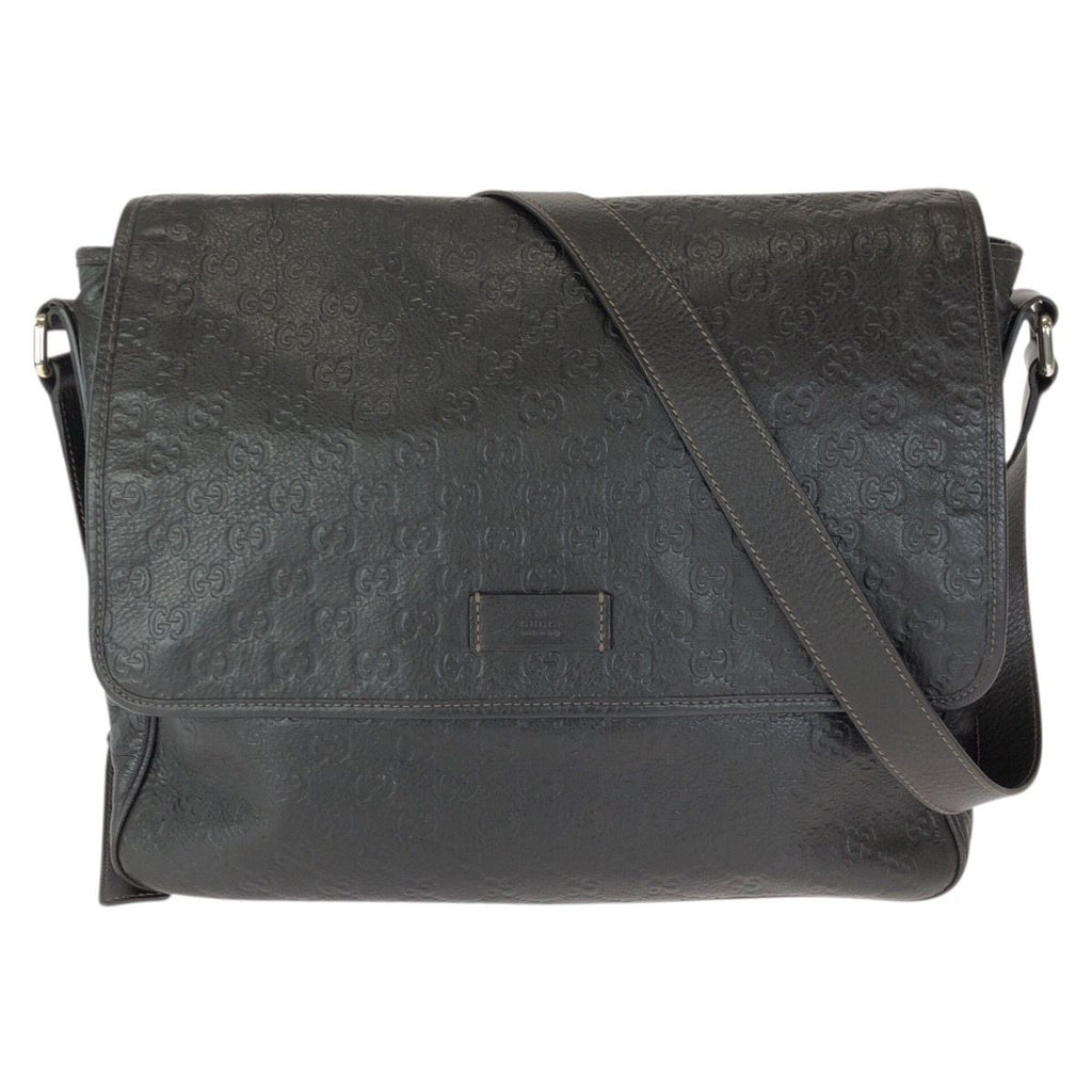 Gucci Guccissima Dark Brown Silver Leather Shoulder Bag