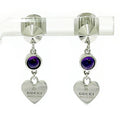 Gucci Silver Heart Amethyst Earrings 4.7 g 925 Engraved