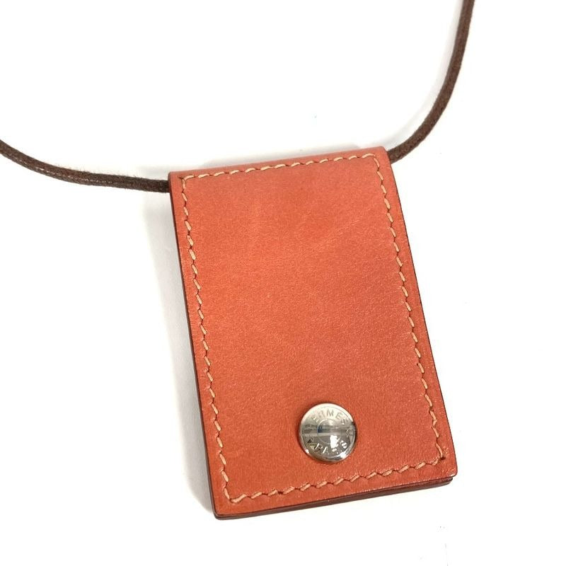 Hermes Necklace Photo Case Pendant Leather Pink — view 2