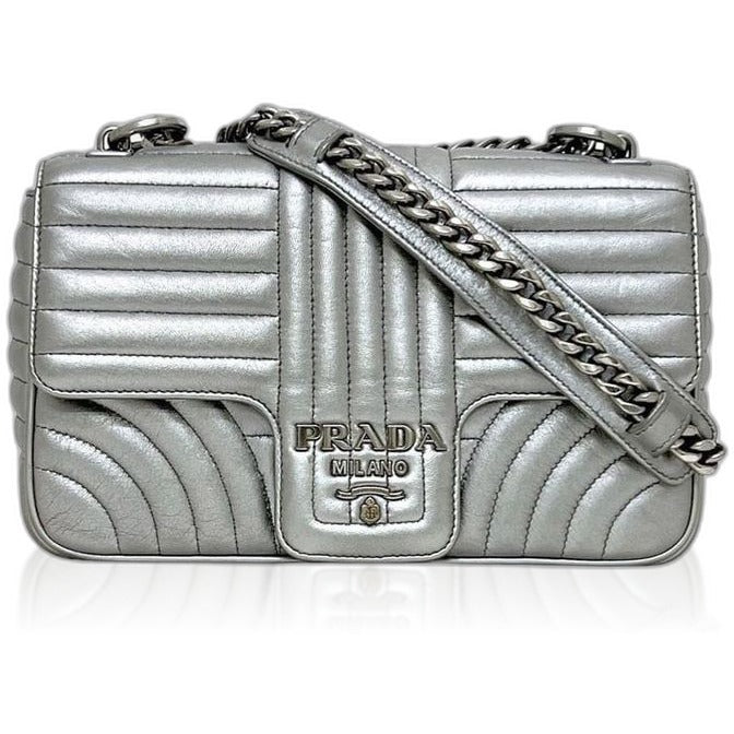 Prada Chain Shoulder Bag Silver Diagram