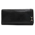 Gucci Long Wallet Women Leather Black GG Horsebit