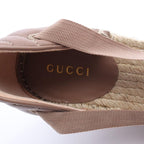 Gucci Sandals GG Marmont Lace Up Espadrilles Wedge Sole Beige Leather — view 5