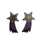 Chanel Earrings CC Logo Shooting Star Purple Silver Resin Metal