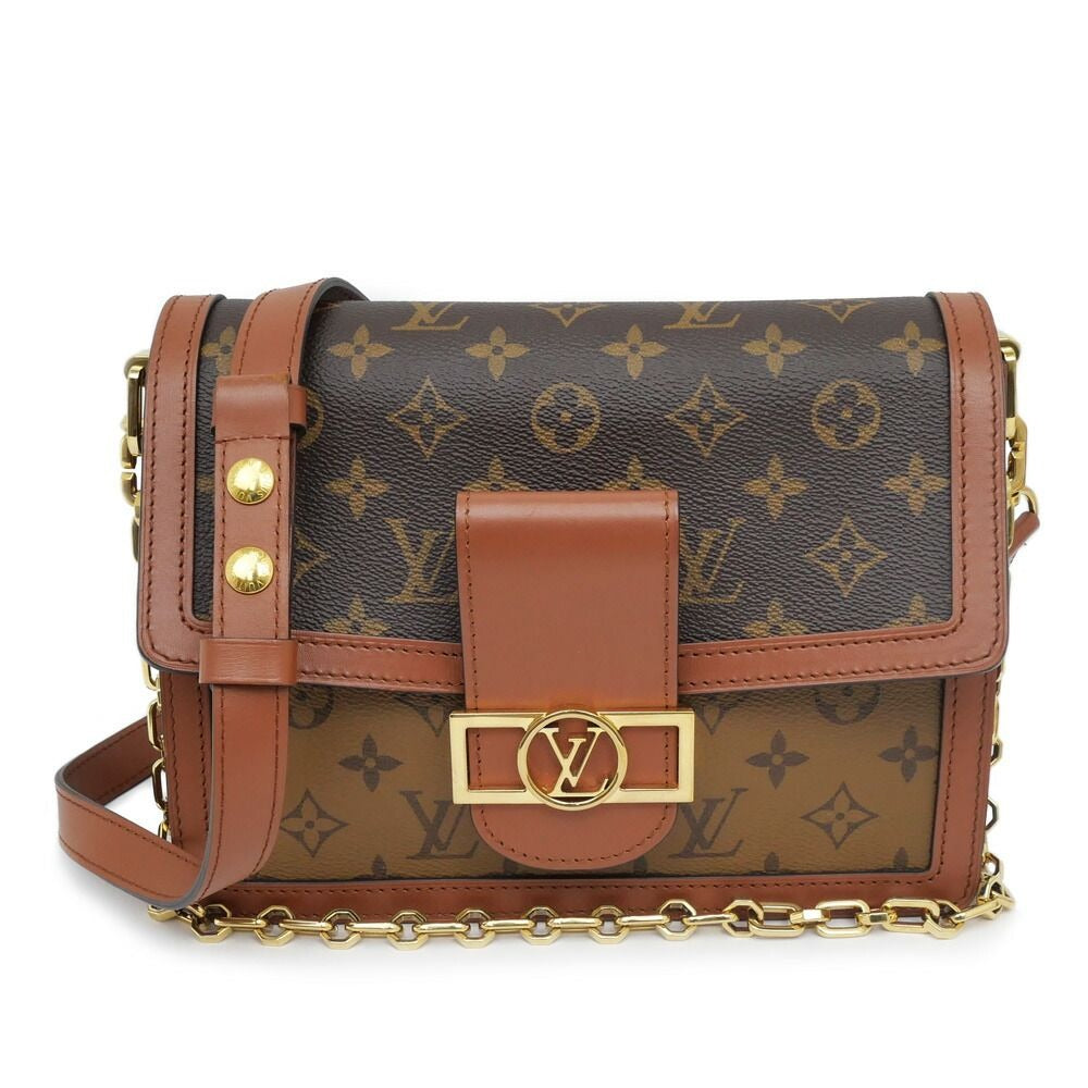 Louis Vuitton Monogram Reverse Dauphine MM Shoulder Bag Brown