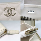 Chanel Long Zip Wallet Ap3337 Quilted Caviar Leather White Gdhardware — view 8