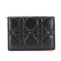 Christian Dior Card Case Cannage Leather Black Pink Business Holder Small