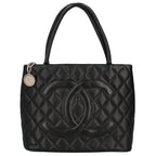 Chanel Medallion Tote Caviar Leather Handbag Black