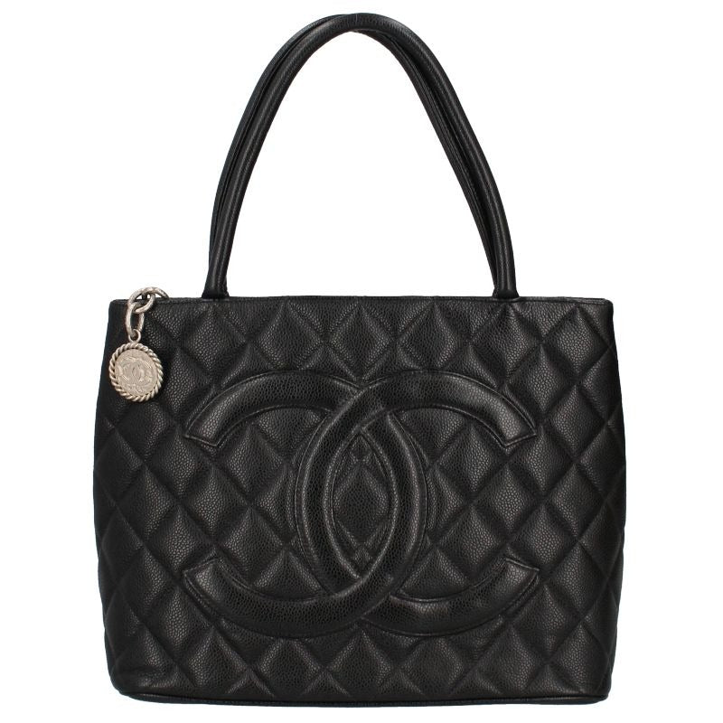 Chanel Medallion Tote Caviar Leather Handbag Black