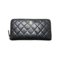 Chanel No 19 Quilted GD Leather Zip Around Wallet