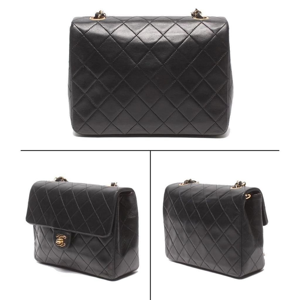 Chanel Chain Shoulder Bag Gold Lambskin Quilted Single Flap — view 2