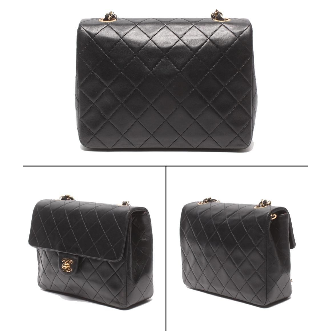 Chanel Chain Shoulder Bag Gold Lambskin Quilted Single Flap — view 2