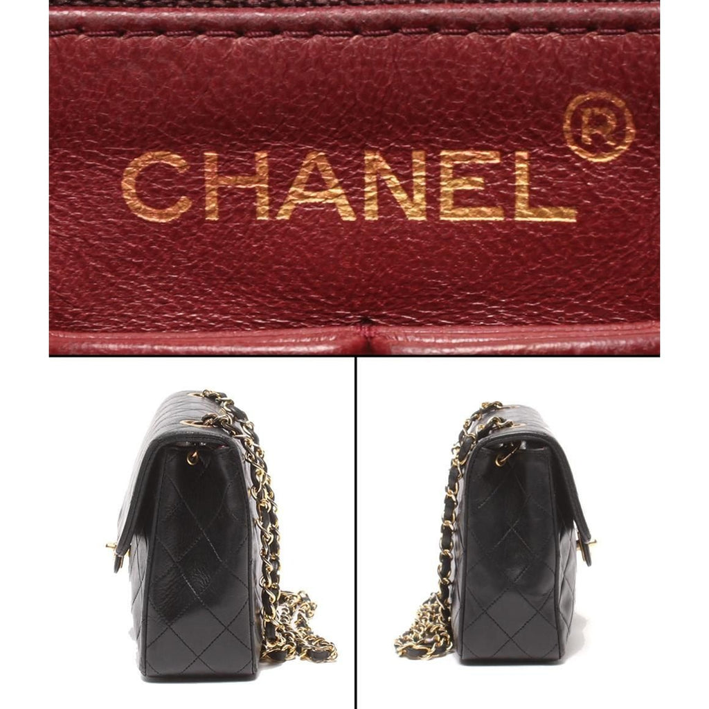 Chanel Chain Shoulder Bag Gold Lambskin Quilted Single Flap — view 4