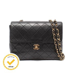 Chanel Chain Shoulder Bag Gold Lambskin Quilted Single Flap