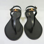 Celine Thong Sandals Black Leather Size 42 Shoes — view 3