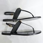 Celine Thong Sandals Black Leather Size 42 Shoes — view 5