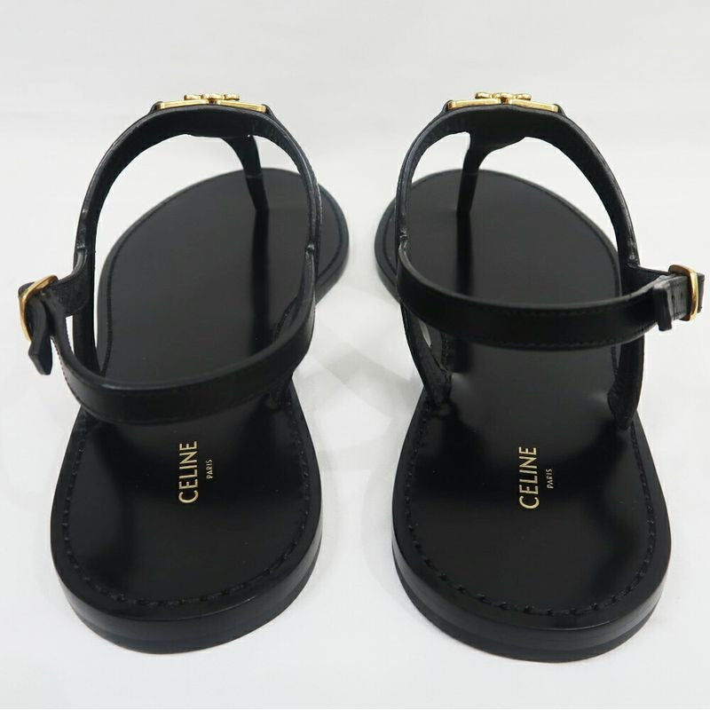 Celine Thong Sandals Black Leather Size 42 Shoes — view 6